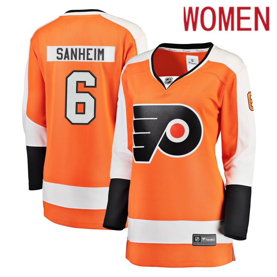 Women Philadelphia Flyers #6 Travis Sanheim Fanatics Branded Orange Breakaway Player NHL Jersey